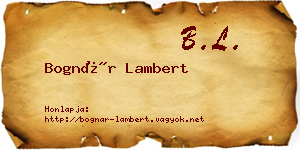 Bognár Lambert névjegykártya